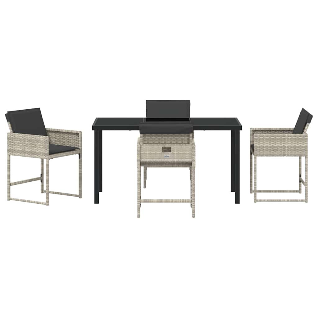 vidaXL Σετ εξωτερικού εστιατορίου 5 τεμαχίων με μαξιλάρια, ανοιχτό γκρι πολυρατάν