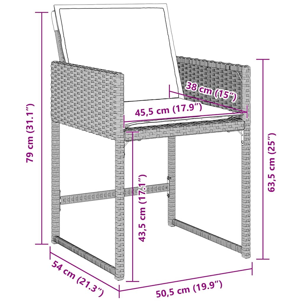 vidaXL Σετ εξωτερικού εστιατορίου 5 τεμαχίων με μαξιλάρια, ανοιχτό γκρι πολυρατάν