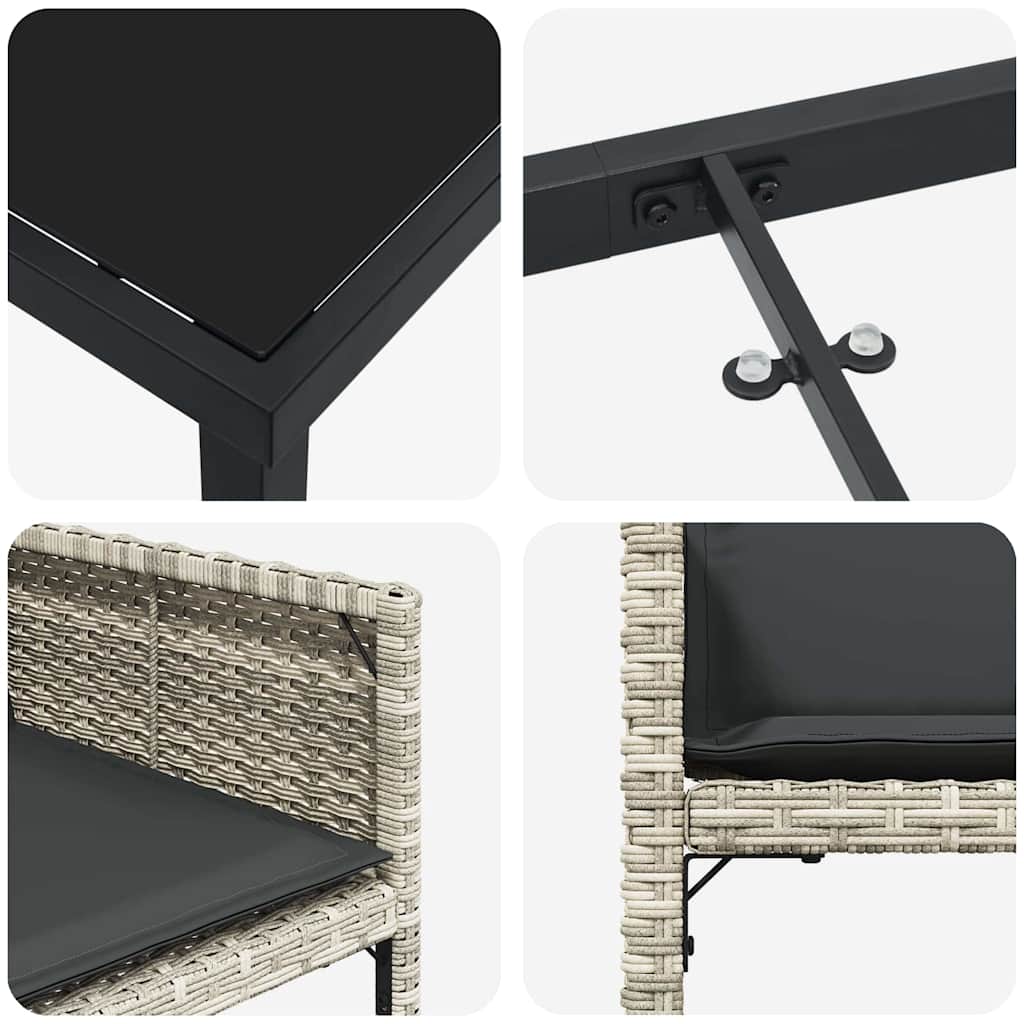 vidaXL Σέτ φαγητού για κήπο 5 pcs Ανοιχτό γκρι συνθετικό ρατάν