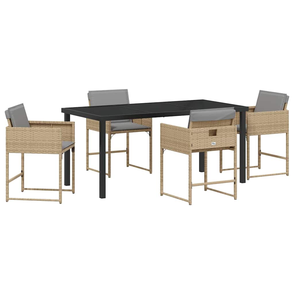 vidaXL Σετ κήπου 5 τεμαχίων με μαξιλάρια Μπεζ Πολυ Ράτταν