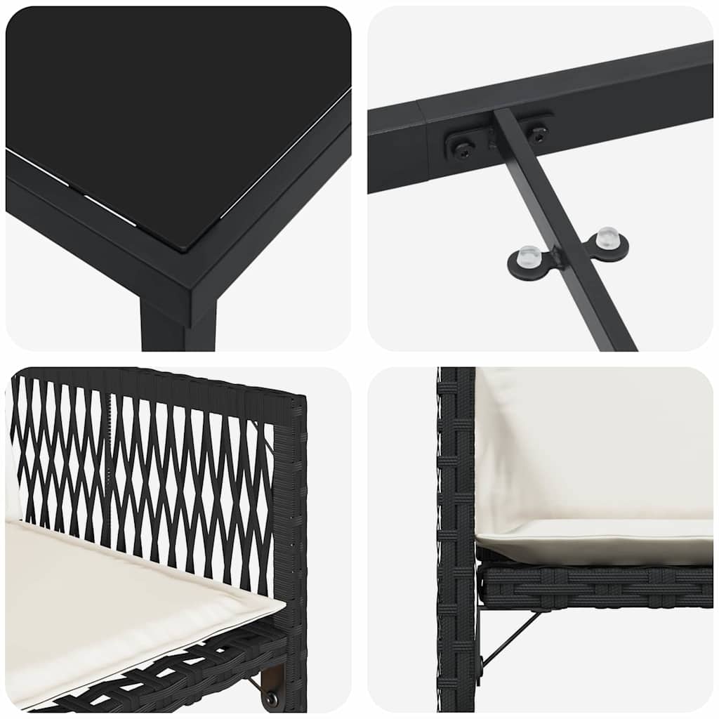 vidaXL Σέτ φαγητού για κήπο 5 pcs Μαύρο συνθετικό ρατάν