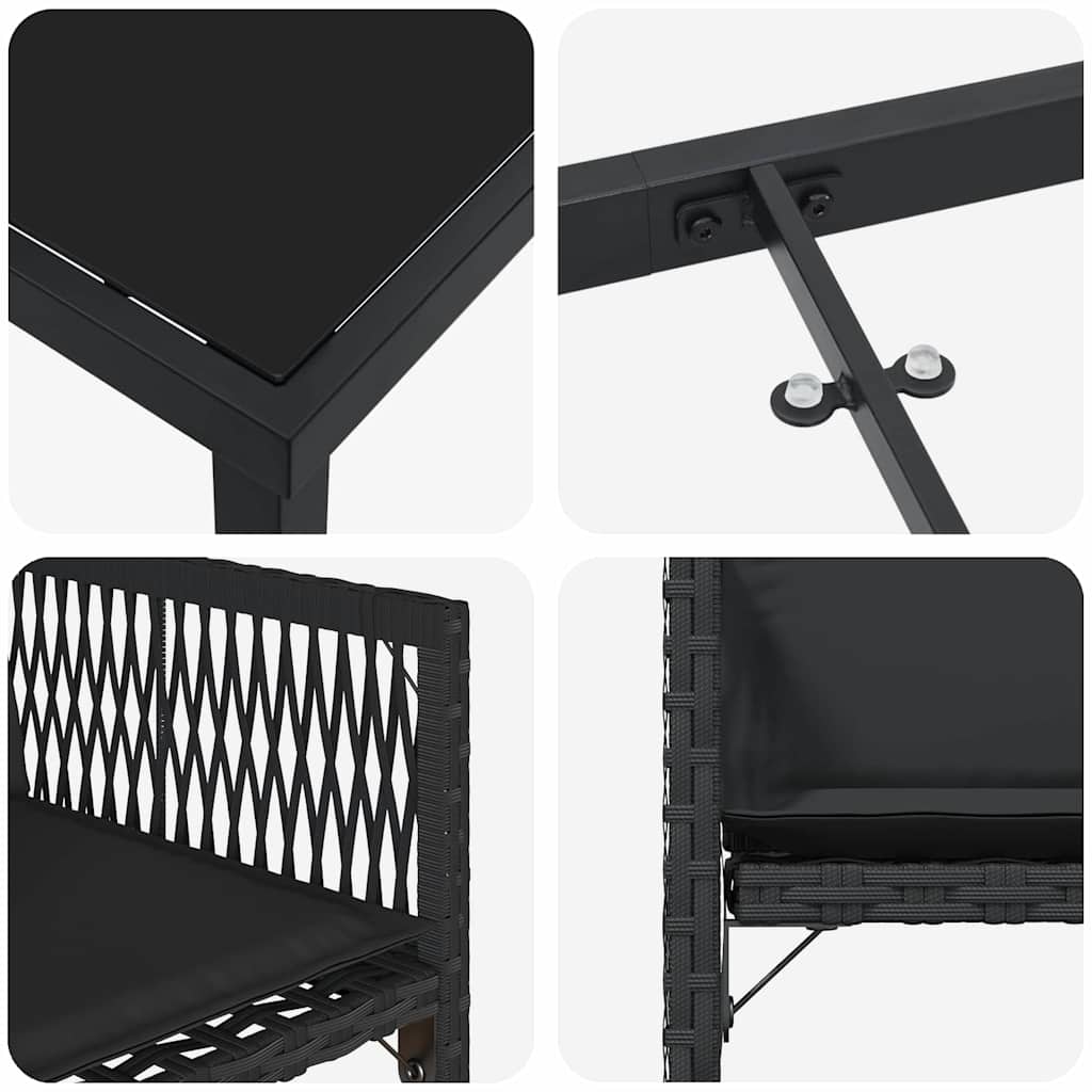 vidaXL Σέτ φαγητού για κήπο 5 pcs Μαύρο συνθετικό ρατάν