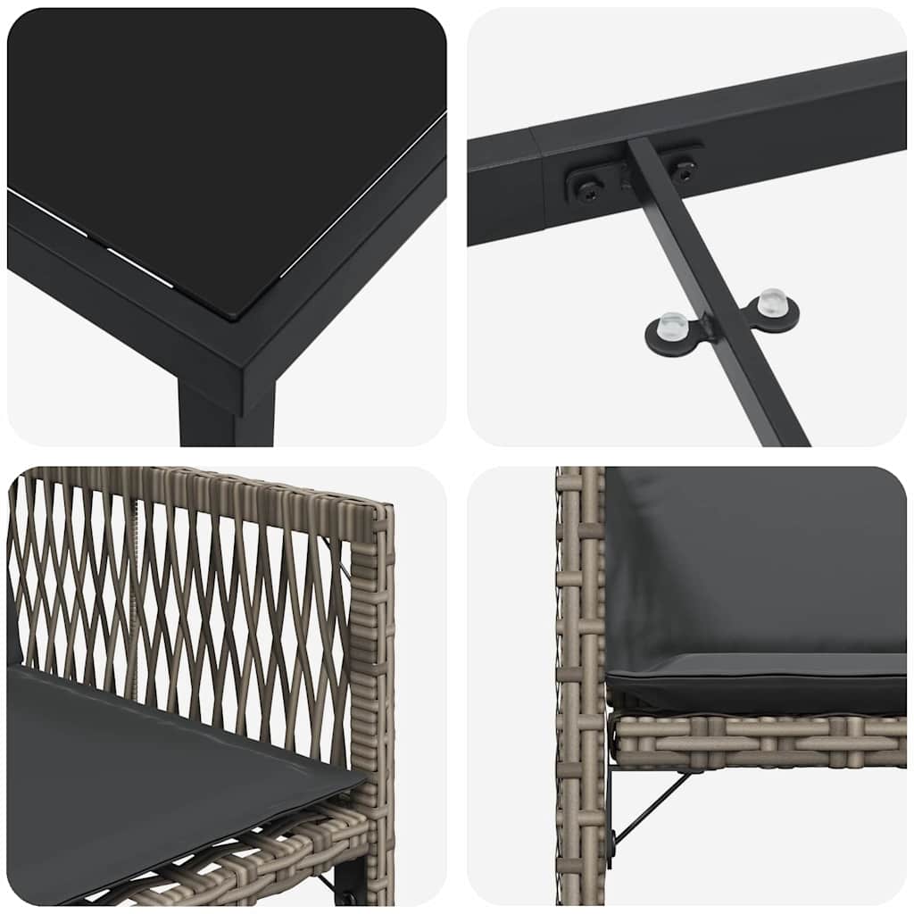 vidaXL Σέτ φαγητού για κήπο 5 pcs Γκρι συνθετικό ρατάν