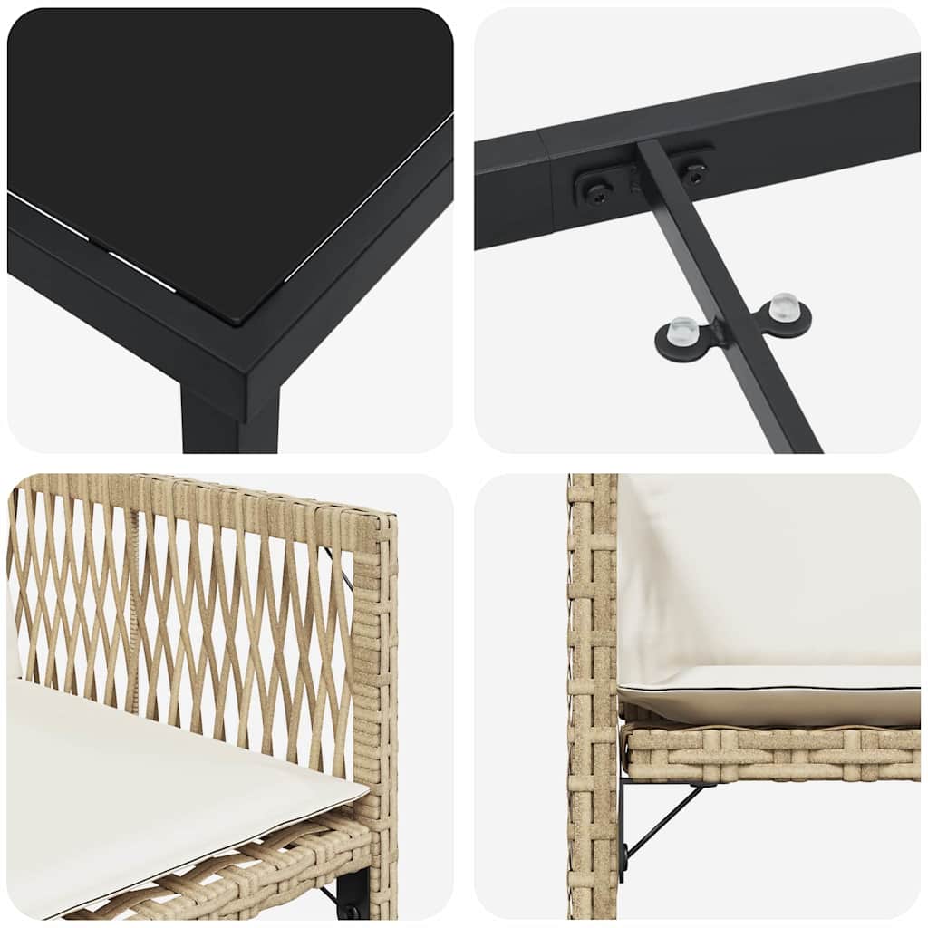 vidaXL Σέτ φαγητού για κήπο 5 pcs Μπεζ συνθετικό ρατάν