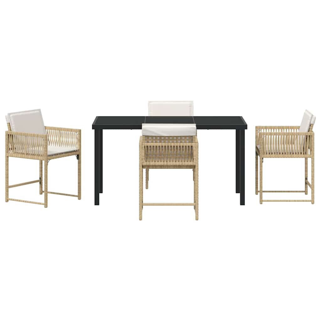 vidaXL Σέτ φαγητού για κήπο 5 pcs Μπεζ συνθετικό ρατάν