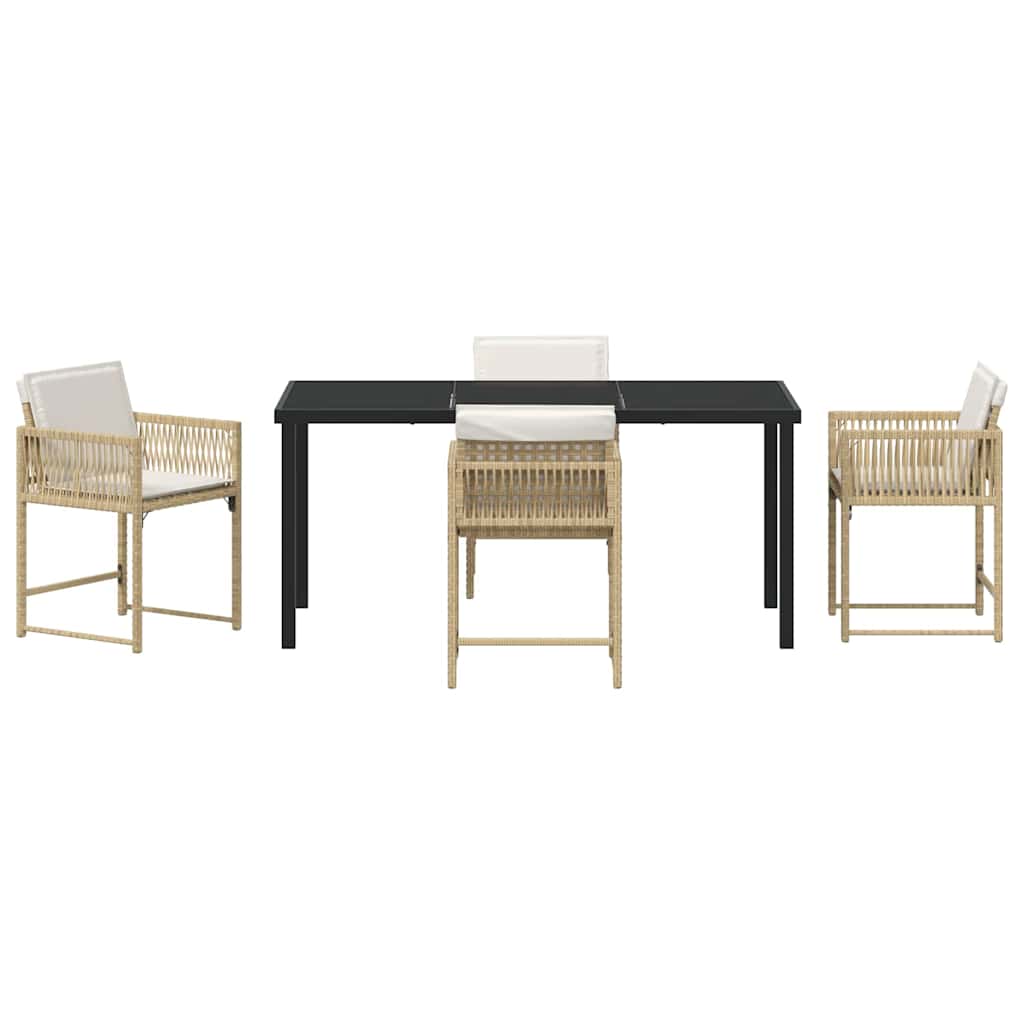 vidaXL Σέτ φαγητού για κήπο 5 pcs Μπεζ συνθετικό ρατάν