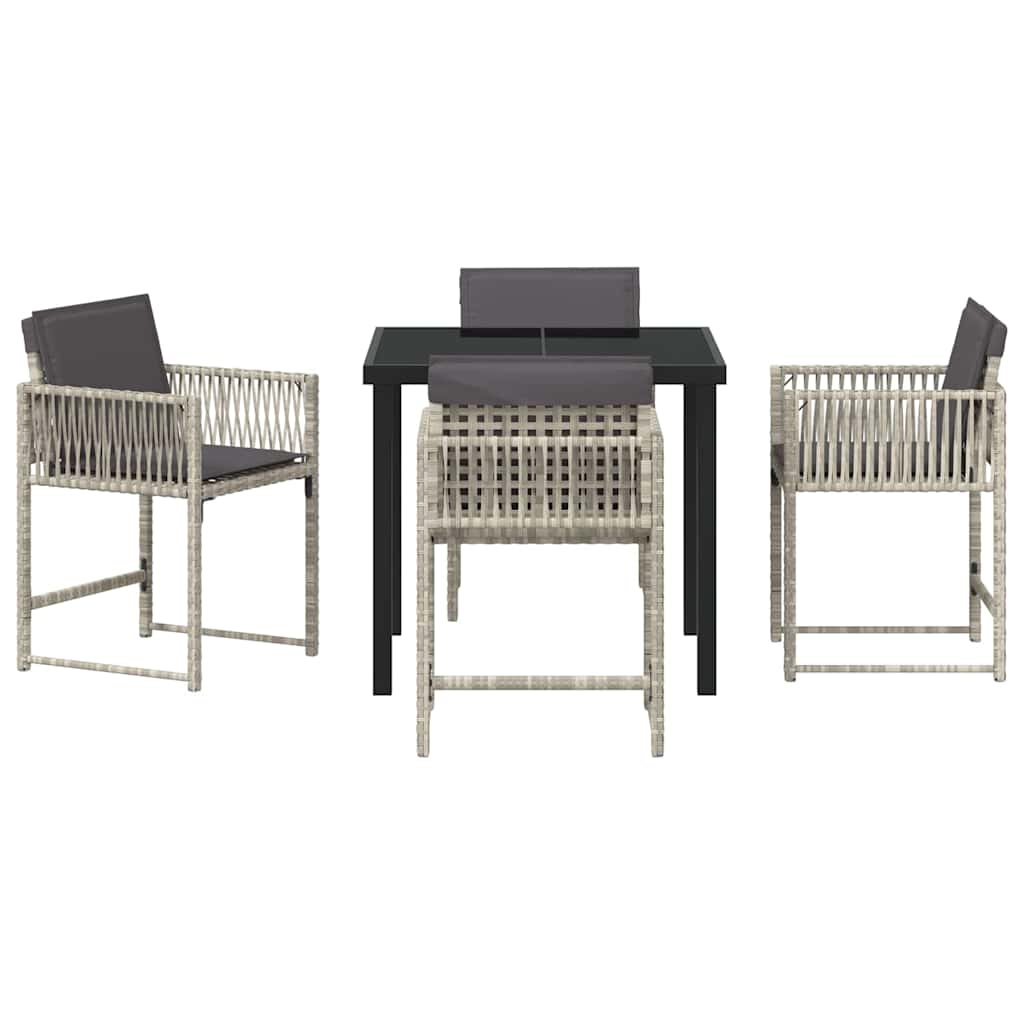 vidaXL Σέτ φαγητού για κήπο 5 pcs Ανοιχτό γκρι συνθετικό ρατάν