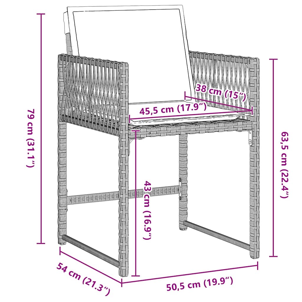 vidaXL Σέτ φαγητού για κήπο 5 pcs Ανοιχτό γκρι συνθετικό ρατάν