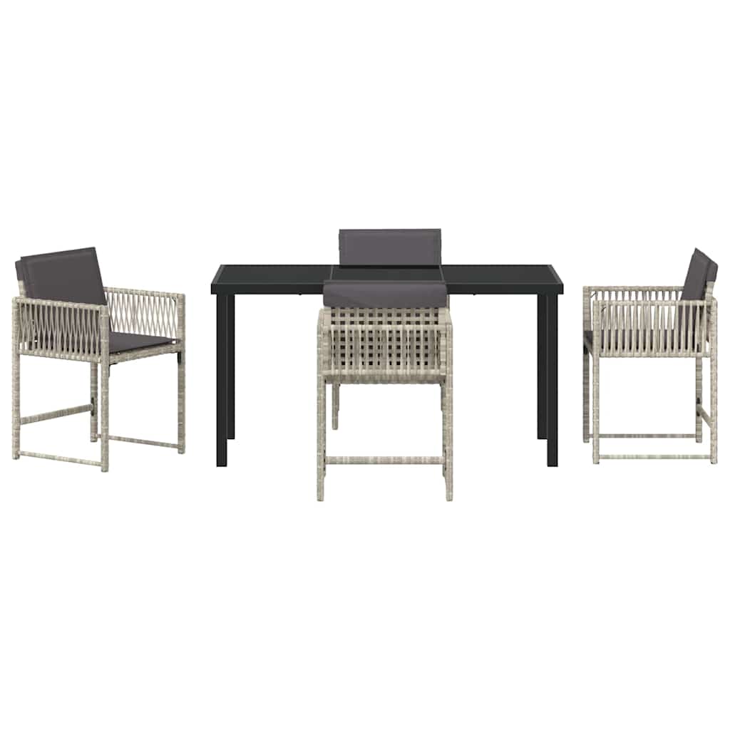 vidaXL Σέτ φαγητού για κήπο 5 pcs Ανοιχτό γκρι συνθετικό ρατάν