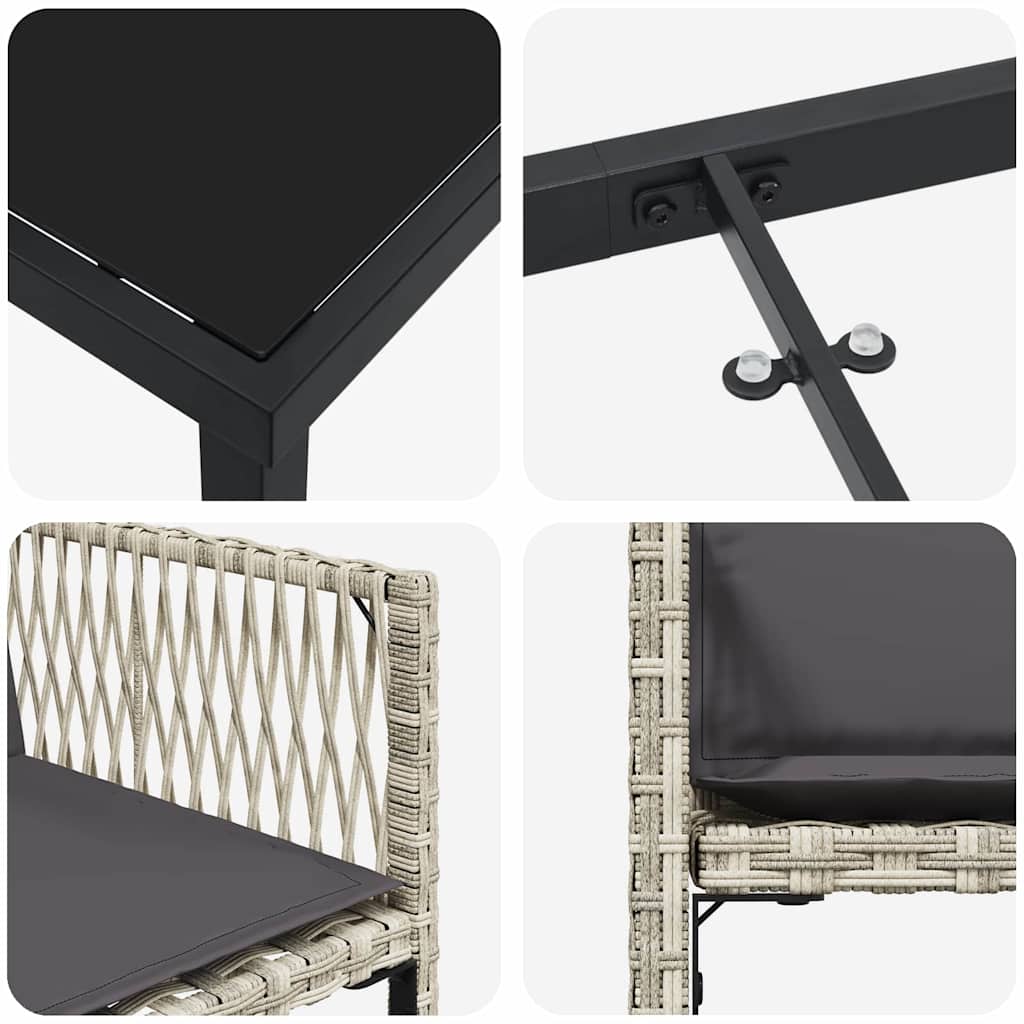 vidaXL Σέτ φαγητού για κήπο 5 pcs Ανοιχτό γκρι συνθετικό ρατάν