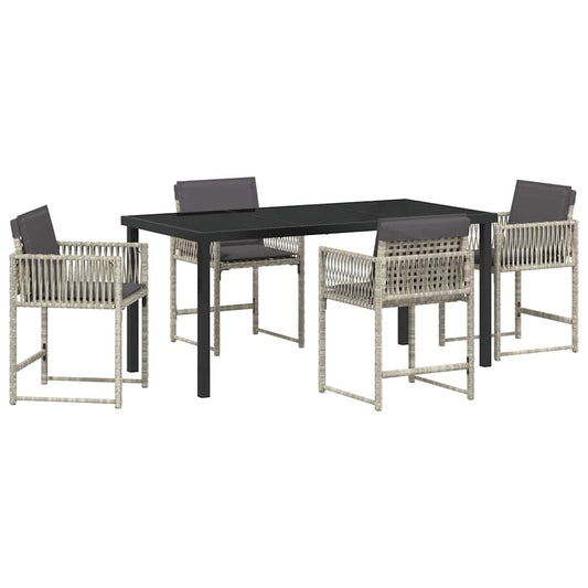 vidaXL Σέτ φαγητού για κήπο 5 pcs Ανοιχτό γκρι συνθετικό ρατάν