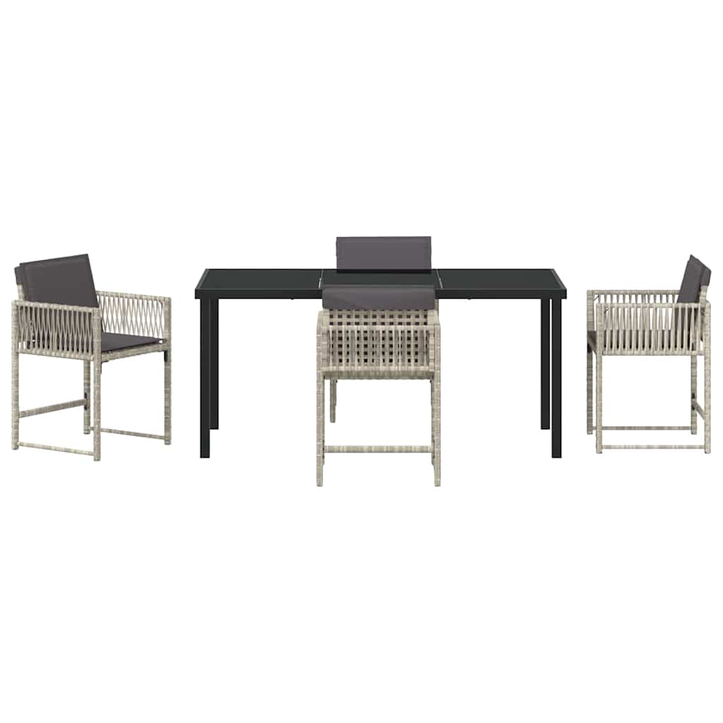 vidaXL Σέτ φαγητού για κήπο 5 pcs Ανοιχτό γκρι συνθετικό ρατάν