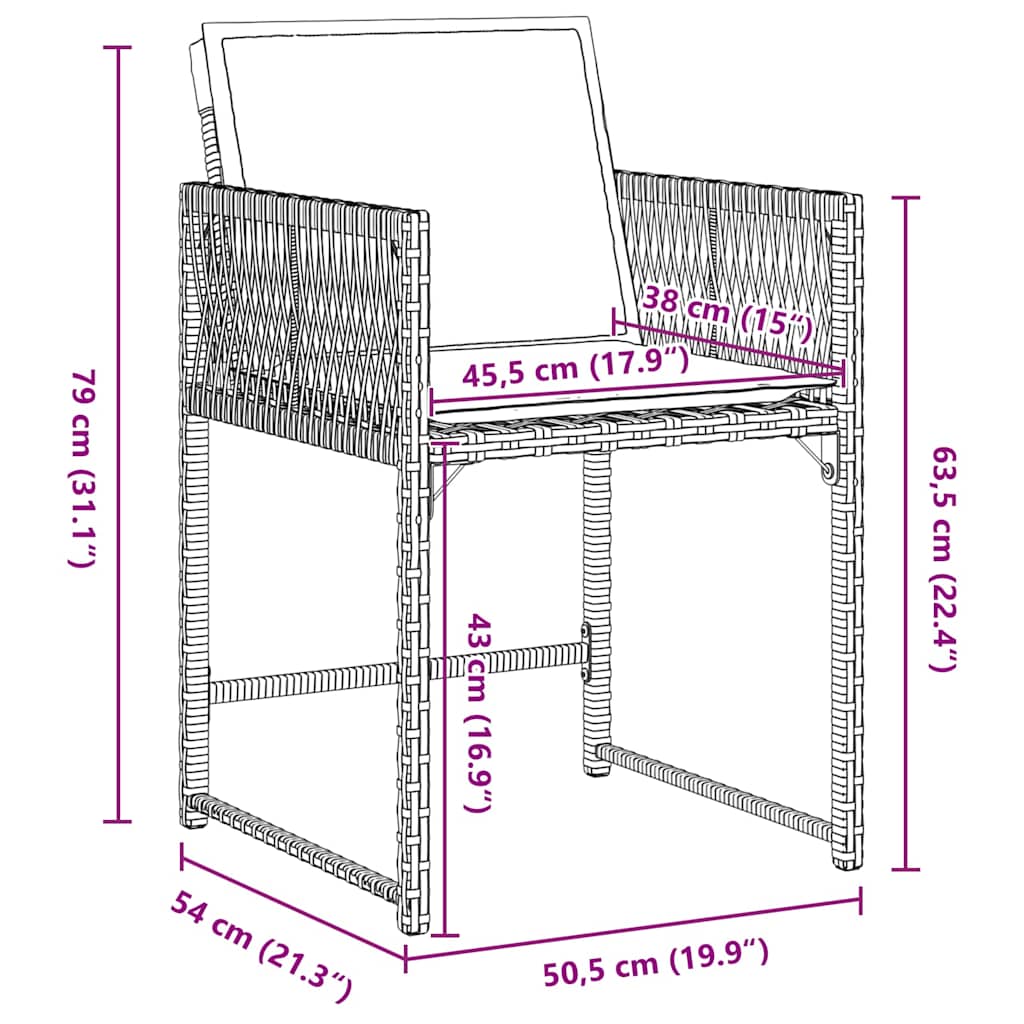 vidaXL Σετ Φαγητού Κήπου 5 Τεμαχίων με Μαξιλάρια Μπεζ Πολυ Ράτταν