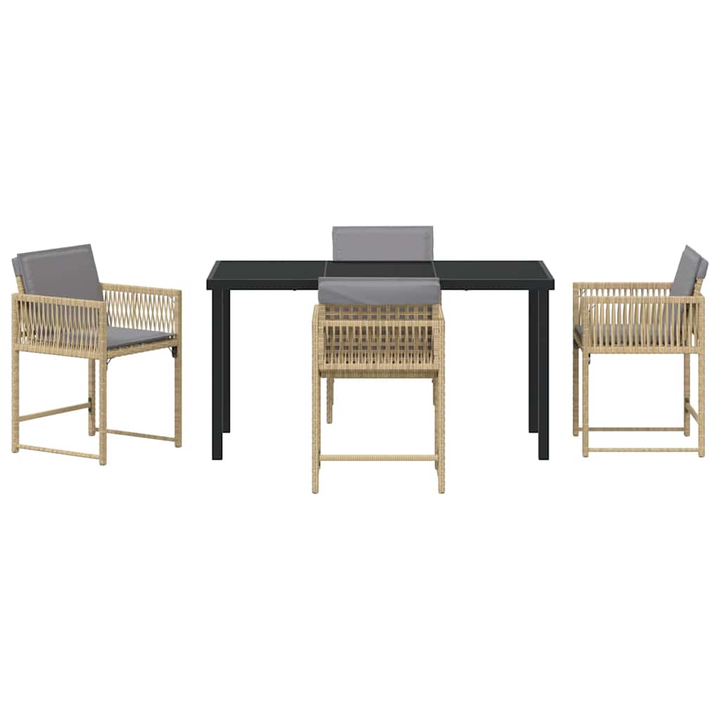 vidaXL Σέτ φαγητού για κήπο 5 pcs Μπεζ συνθετικό ρατάν