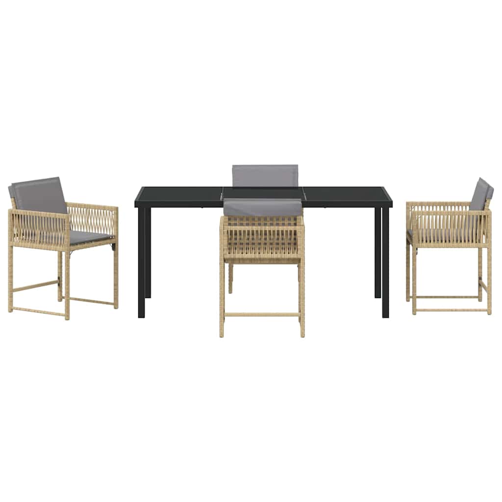 vidaXL Σέτ φαγητού για κήπο 5 pcs Μπεζ συνθετικό ρατάν