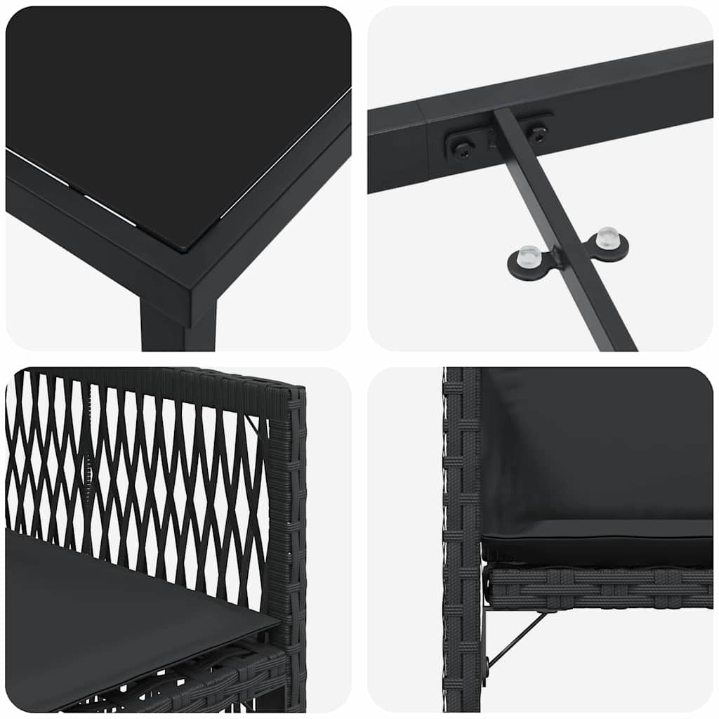 vidaXL Σέτ φαγητού για κήπο 5 pcs Μαύρο συνθετικό ρατάν