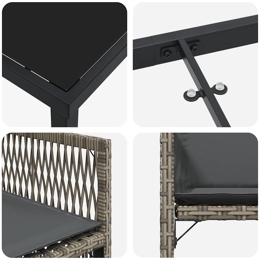 vidaXL Σετ Κήπου 5 Τεμαχίων με Μαξιλάρια Γκρι Πολυ Ράτταν