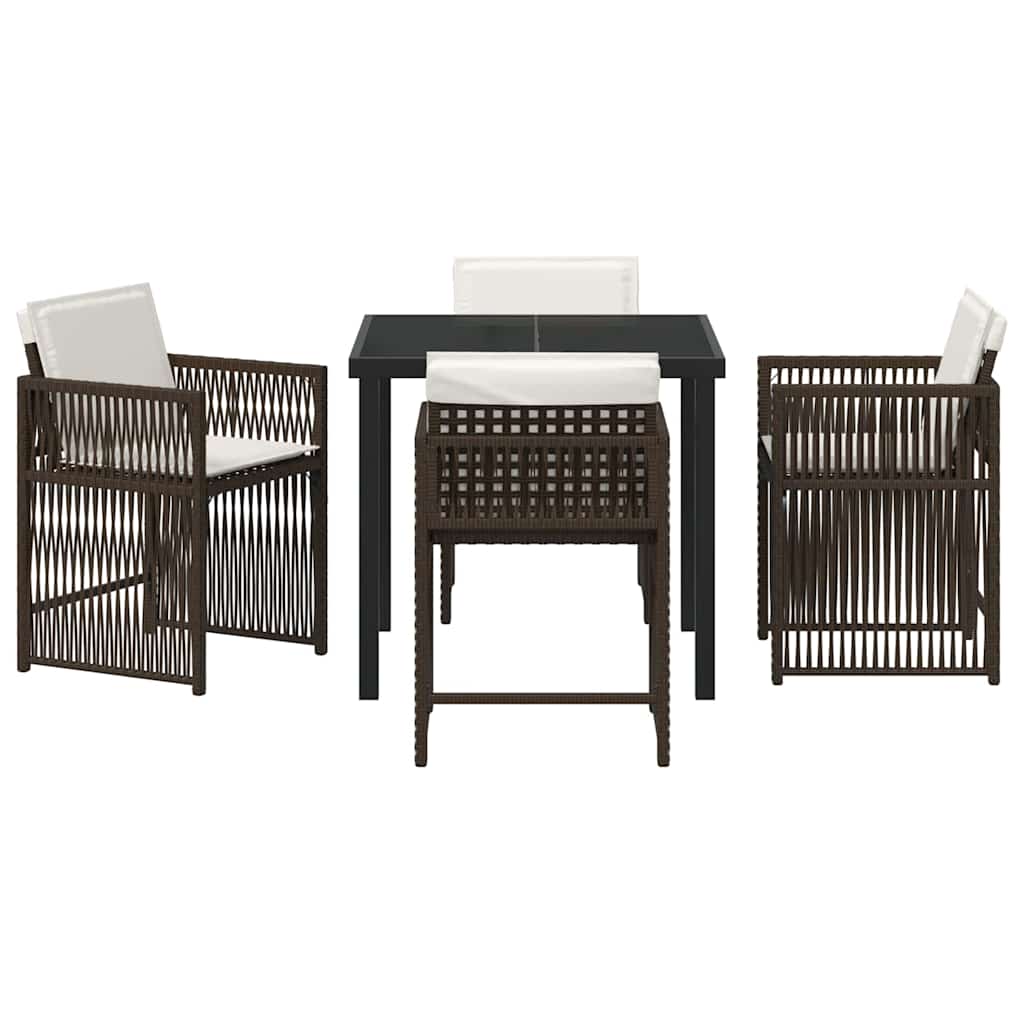 vidaXL Σέτ φαγητού για κήπο 5 pcs Καφέ συνθετικό ρατάν