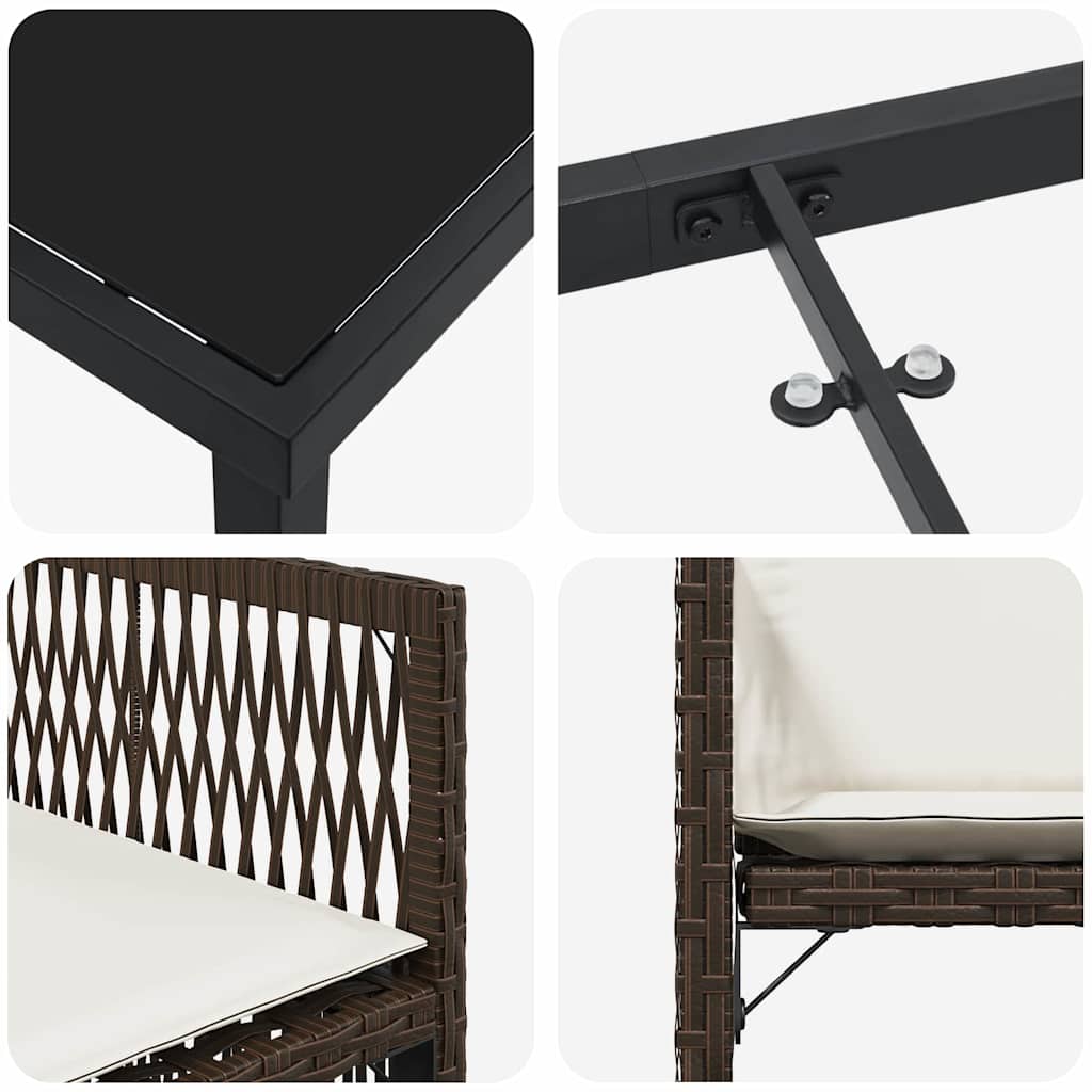 vidaXL Σέτ φαγητού για κήπο 5 pcs Καφέ συνθετικό ρατάν