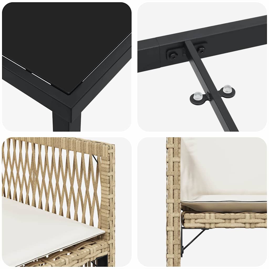 vidaXL Σέτ φαγητού για κήπο 5 pcs Μπεζ συνθετικό ρατάν