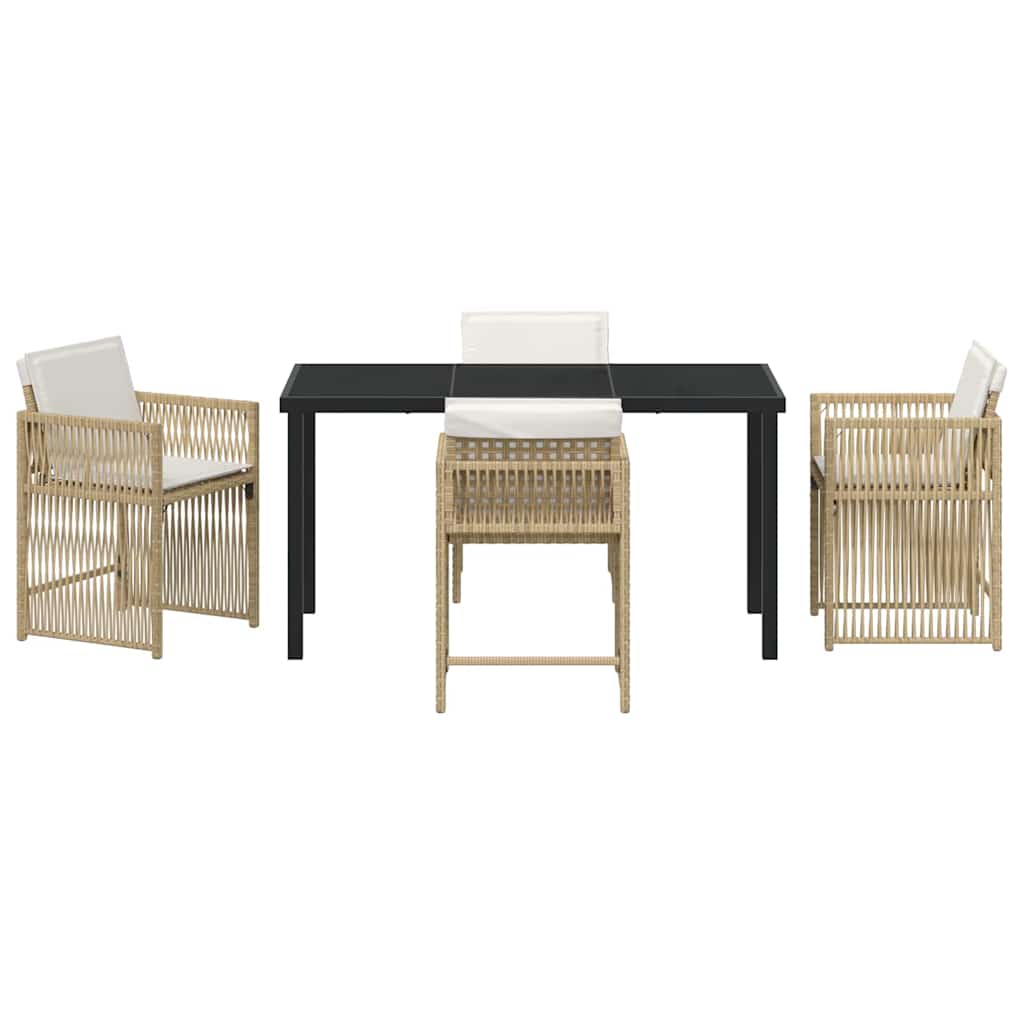 vidaXL Σέτ φαγητού για κήπο 5 pcs Μπεζ συνθετικό ρατάν