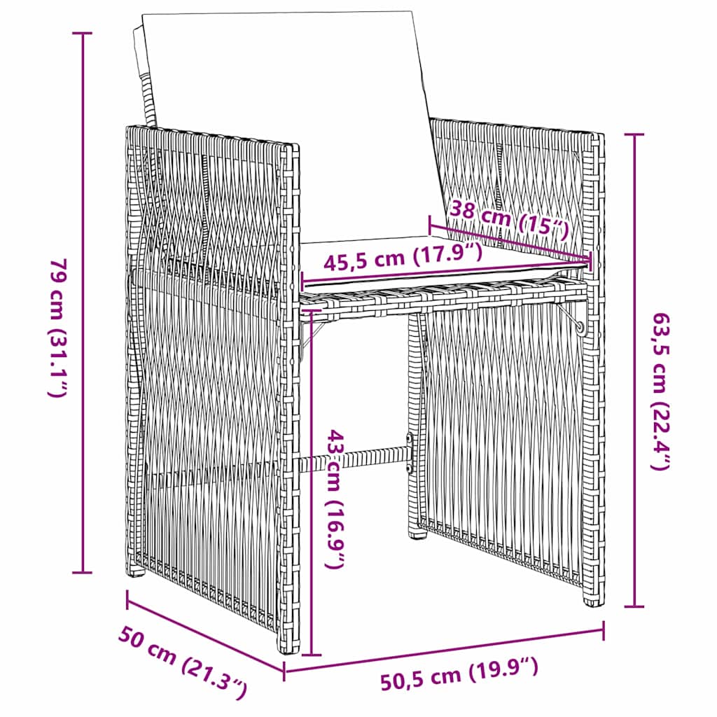 vidaXL Σέτ φαγητού για κήπο 5 pcs Μπεζ συνθετικό ρατάν