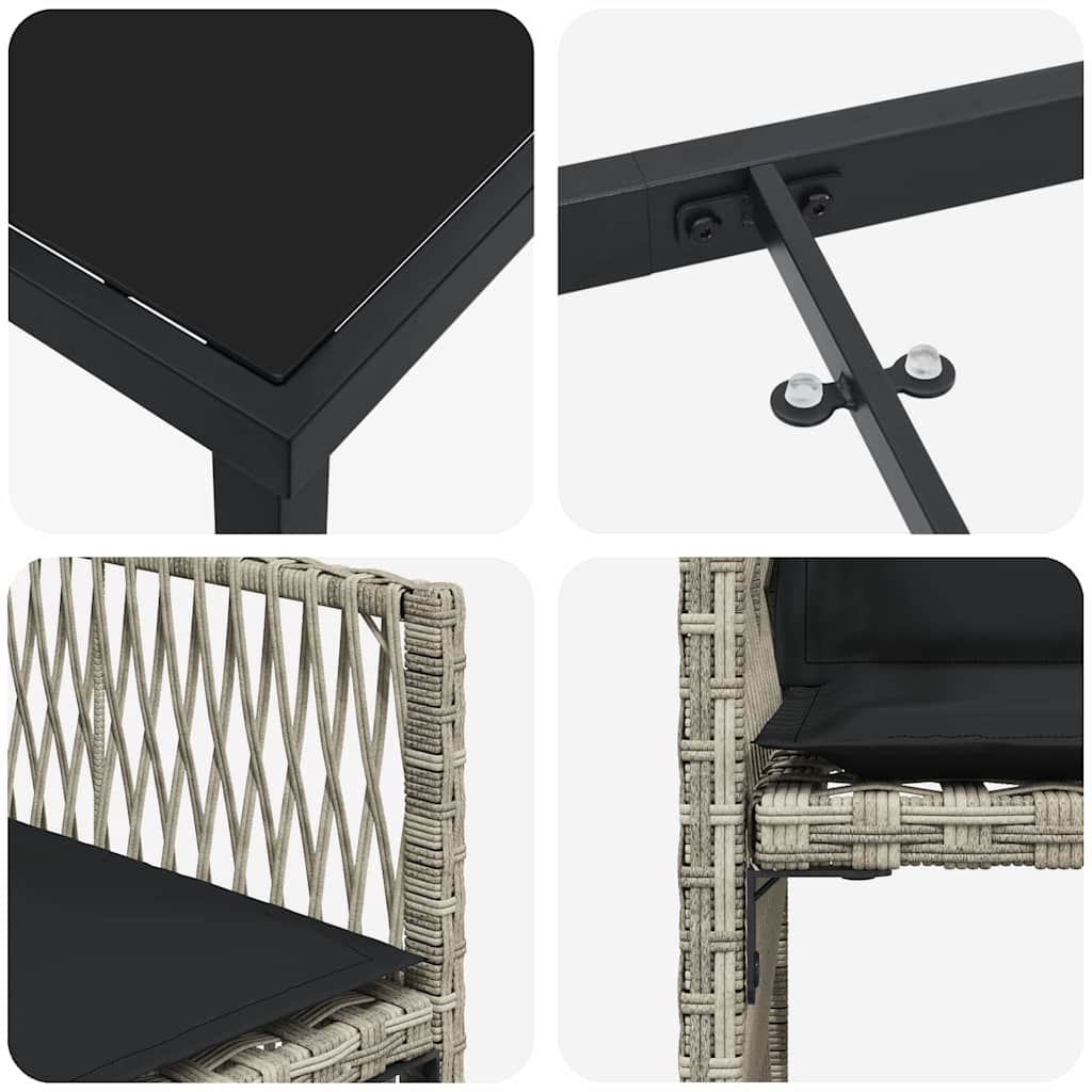 vidaXL Σέτ φαγητού για κήπο 5 pcs Ανοιχτό γκρι συνθετικό ρατάν