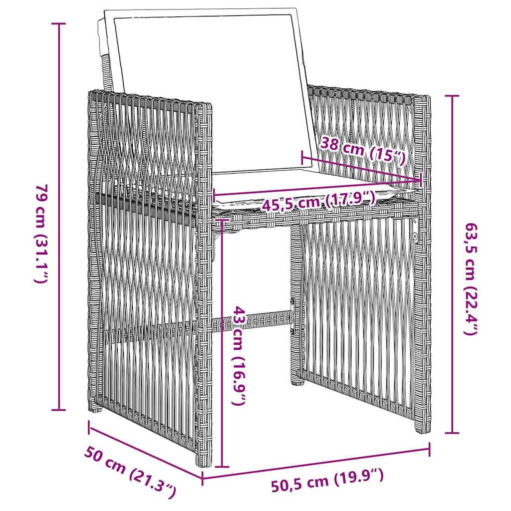 vidaXL Σέτ φαγητού για κήπο 5 pcs Ανοιχτό γκρι συνθετικό ρατάν