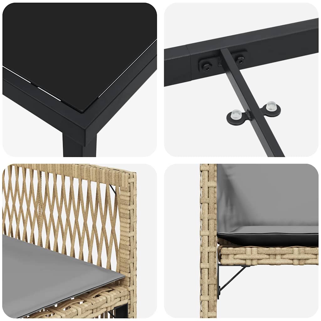 vidaXL Σέτ φαγητού για κήπο 5 pcs Μπεζ συνθετικό ρατάν