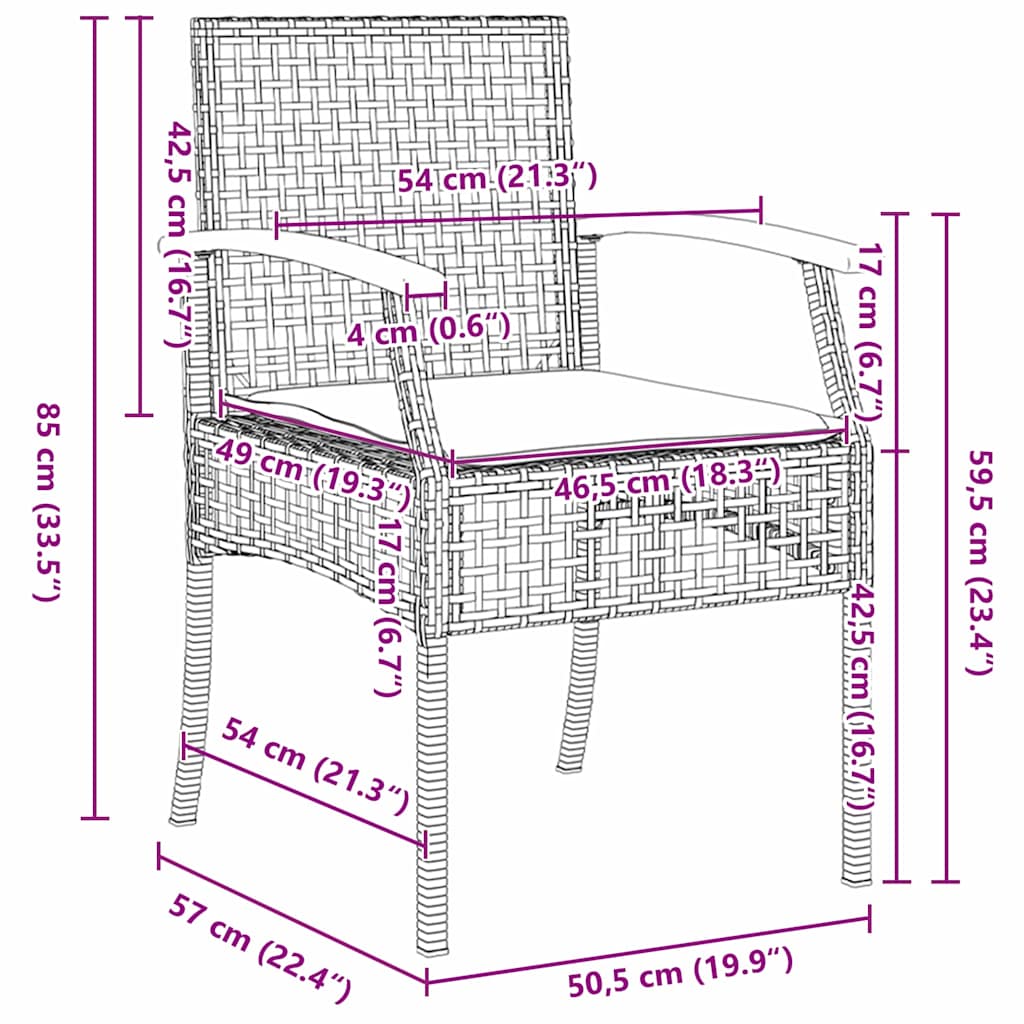 vidaXL Σέτ φαγητού για κήπο 5 pcs Μαύρο συνθετικό ρατάν