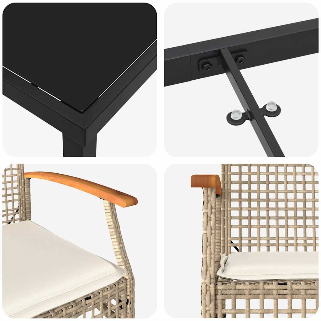 vidaXL Σέτ φαγητού για κήπο 5 pcs Μπεζ συνθετικό ρατάν