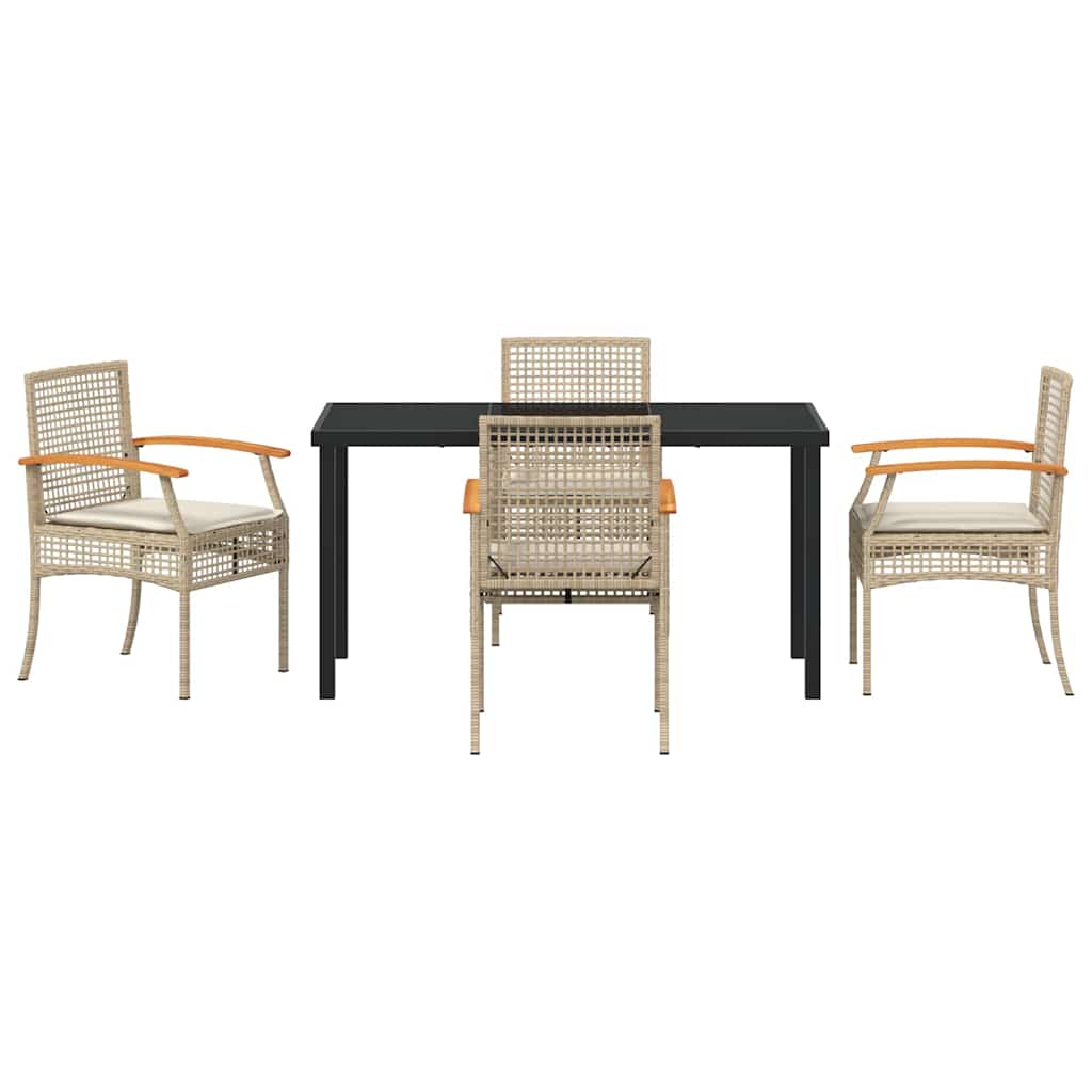 vidaXL Σετ Τραπεζαρίας Κήπου 5 Τεμαχίων με Μαξιλάρια Μπεζ Πολυρτάν