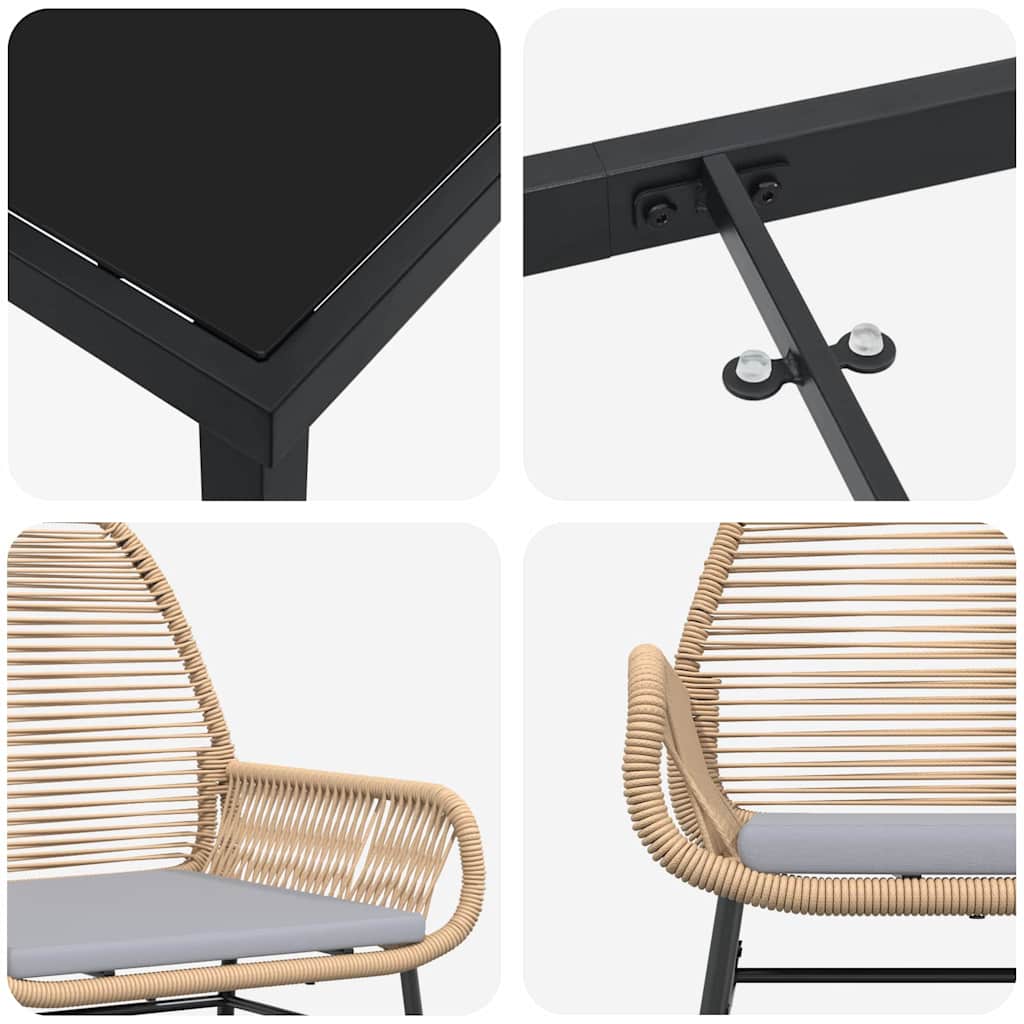 vidaXL Σετ Καθιστικού Κήπου 5 Τεμαχίων Με Μαξιλάρια Καφέ Πολυ Ράττον