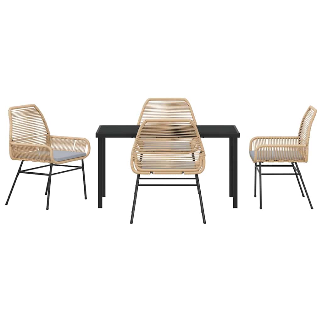 vidaXL Σετ Καθιστικού Κήπου 5 Τεμαχίων Με Μαξιλάρια Καφέ Πολυ Ράττον