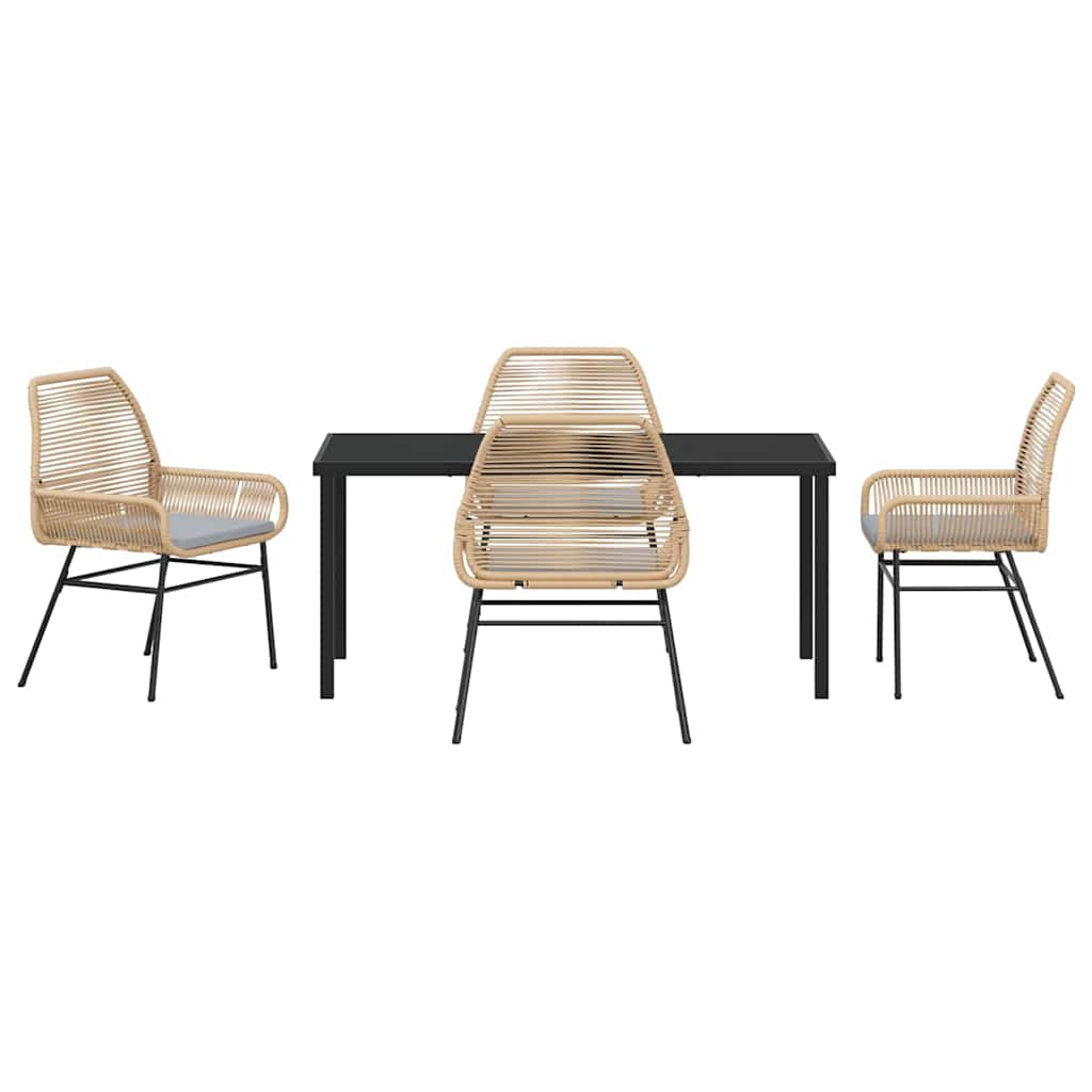 vidaXL Σετ Τραπεζαρίας Κήπου 5 Τεμαχίων με Μαξιλάρια Καφέ Πολυ Ράτταν