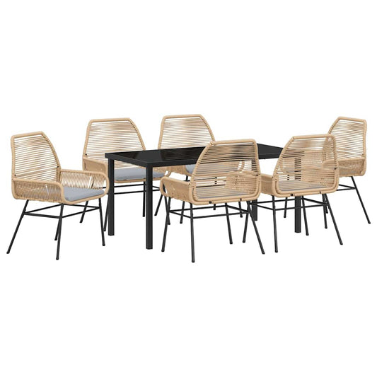 vidaXL Σέτ φαγητού για κήπο 7 pcs Καφέ συνθετικό ρατάν