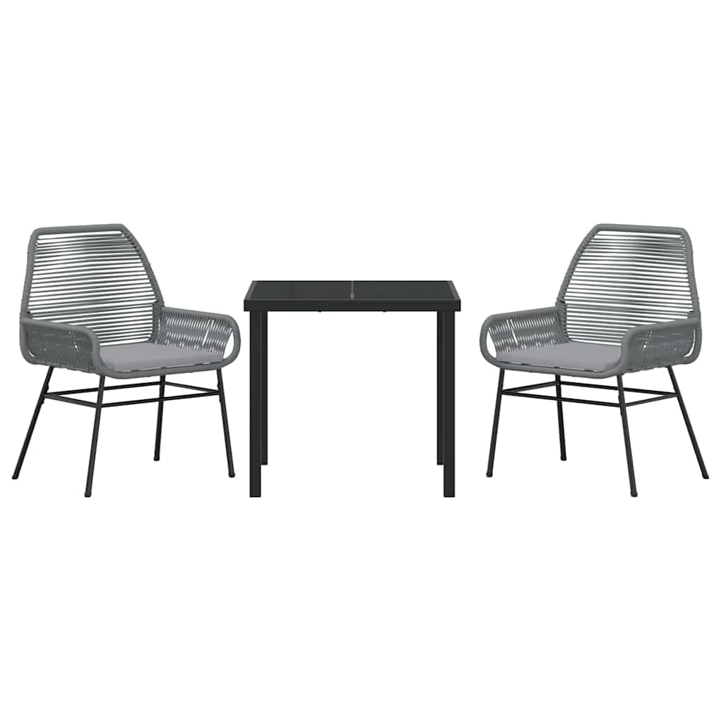 vidaXL Σετ Εξωτερικής Διατροφής 3 Τεμαχίων με Μαξιλάρια Γκρι Πολυ Ράτταν.