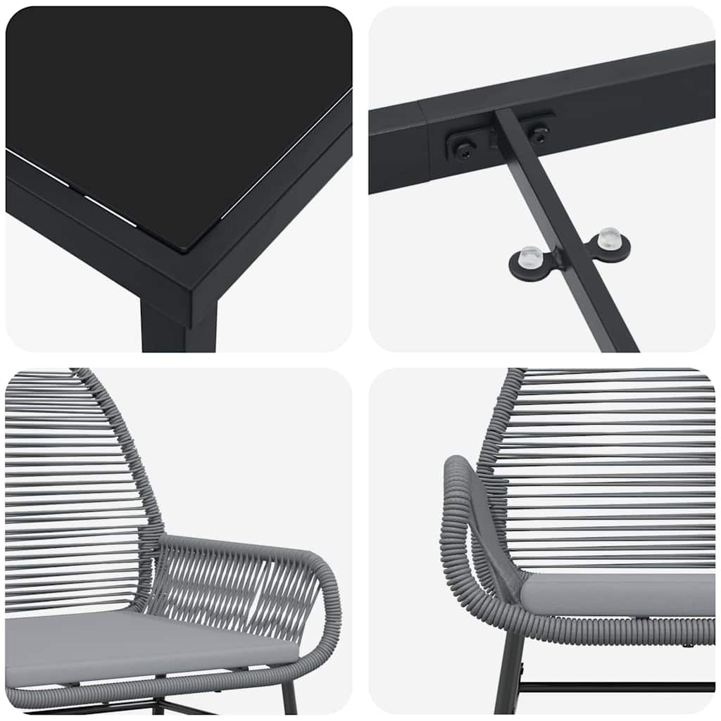 vidaXL Σετ Καθιστικού Κήπου 5 Τεμαχίων με Μαξιλάρια Γκρι Πολυ Ράτταν