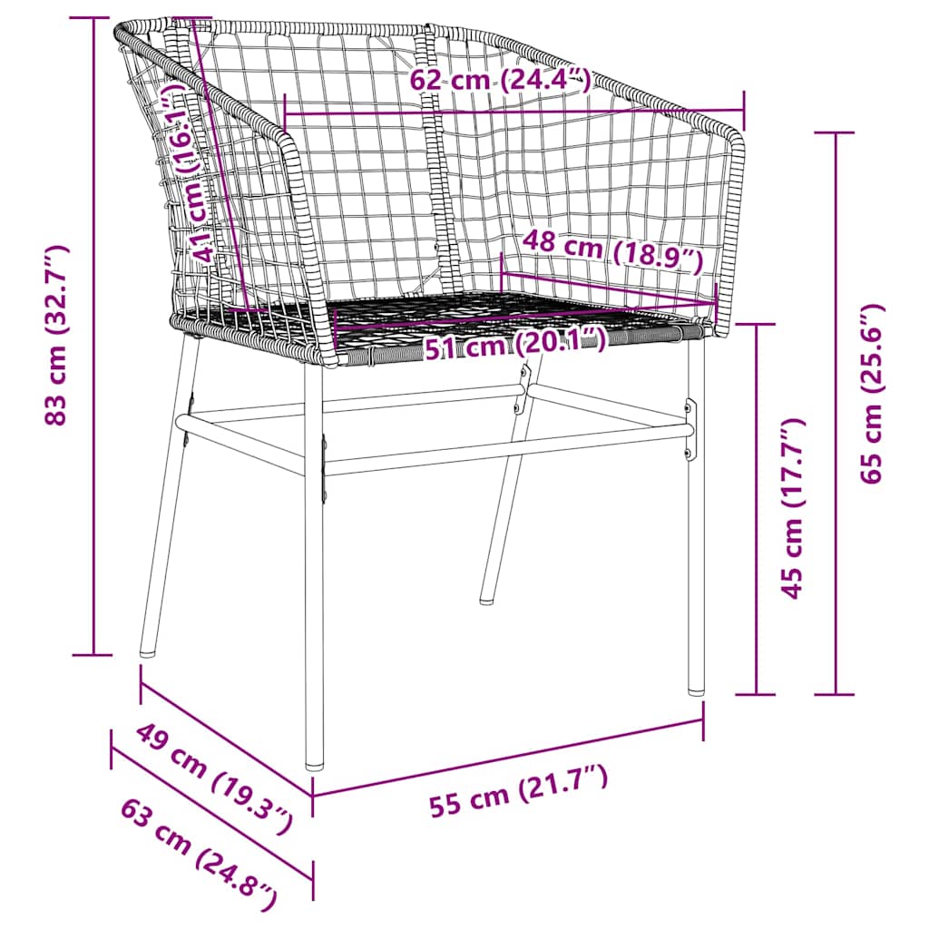 vidaXL Σέτ φαγητού για κήπο 5 pcs Καφέ συνθετικό ρατάν