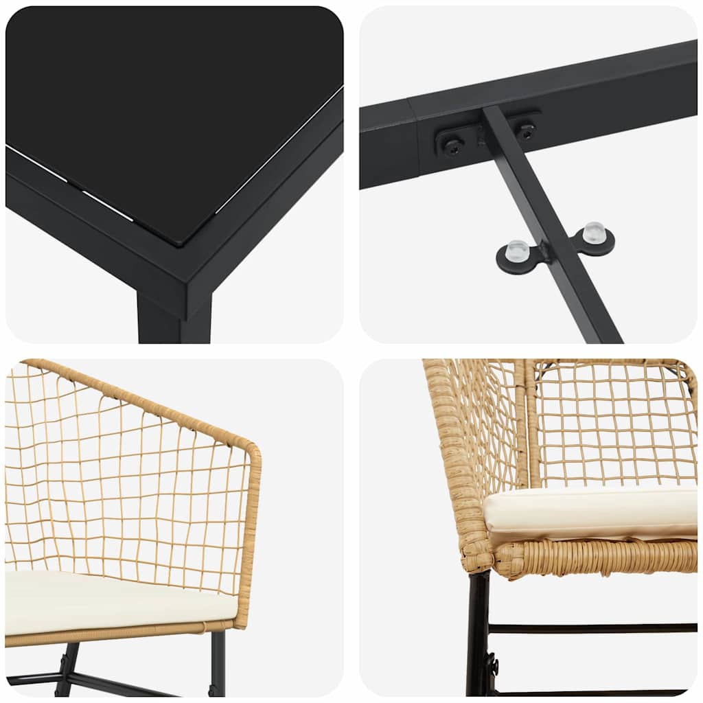 vidaXL Σέτ φαγητού για κήπο 7 pcs Καφέ συνθετικό ρατάν