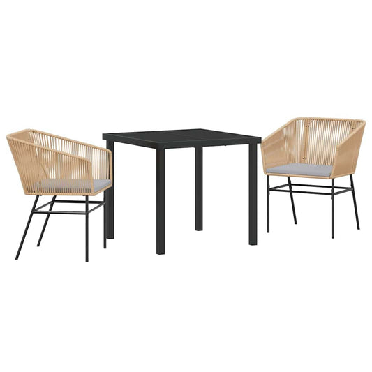 vidaXL Σετ Κήπου 3 Τμχ Με Μαξιλάρια Καφέ Πολυ Ράτα