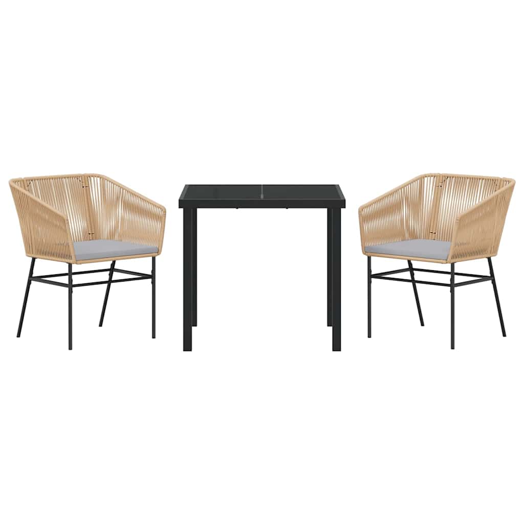 vidaXL Σετ Κήπου 3 Τμχ Με Μαξιλάρια Καφέ Πολυ Ράτα