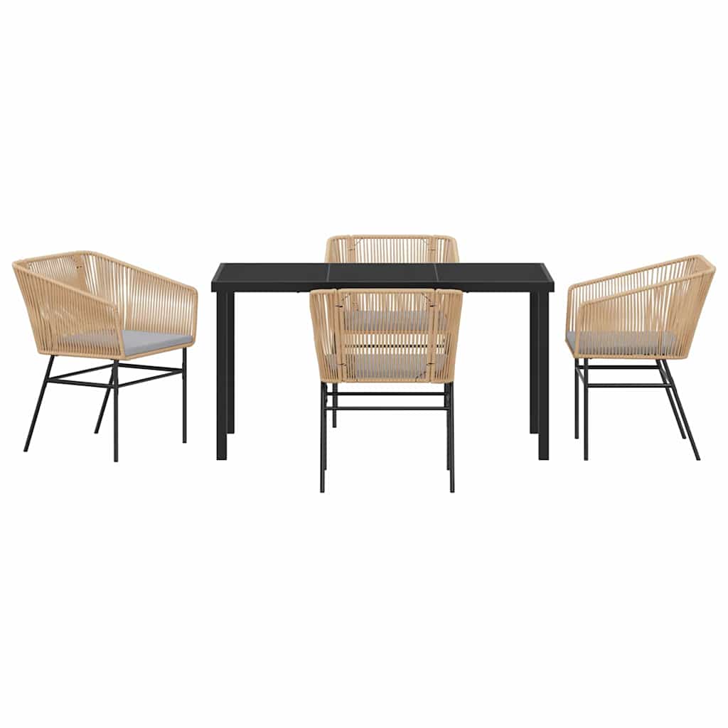 vidaXL Σέτ φαγητού για κήπο 5 pcs Καφέ Πολυ ράταν