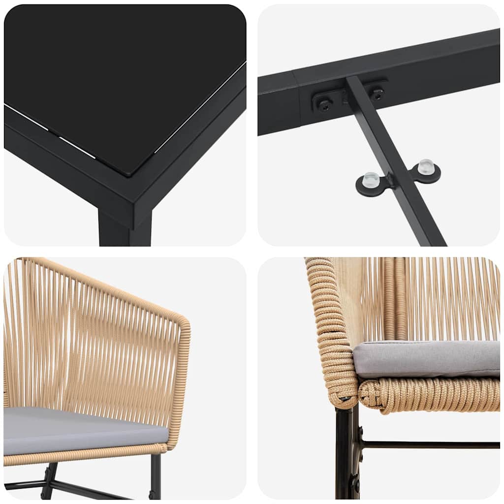 vidaXL Σέτ φαγητού για κήπο 5 pcs Καφέ Πολυ ράταν