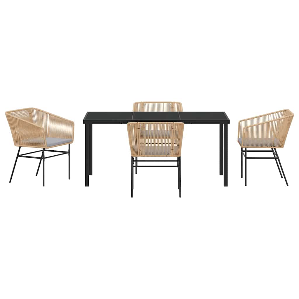 vidaXL Σέτ φαγητού για κήπο 5 pcs Καφέ Πολυ ράταν