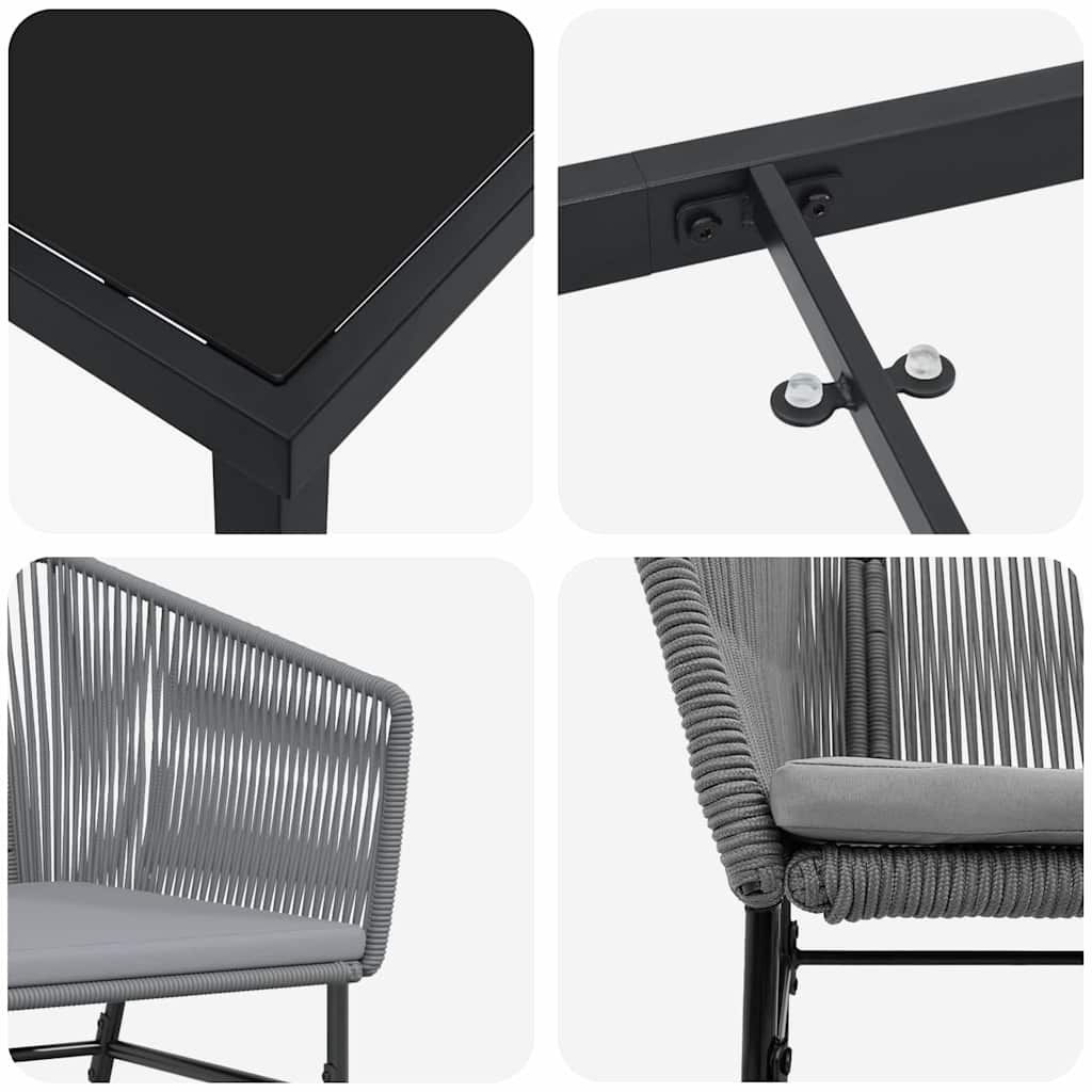 vidaXL Σετ 3 Τεμαχίων Καθίσματος Κήπου με Γκρι Μαξιλάρι