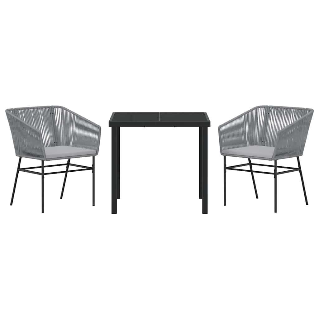 vidaXL Σετ 3 Τεμαχίων Καθίσματος Κήπου με Γκρι Μαξιλάρι