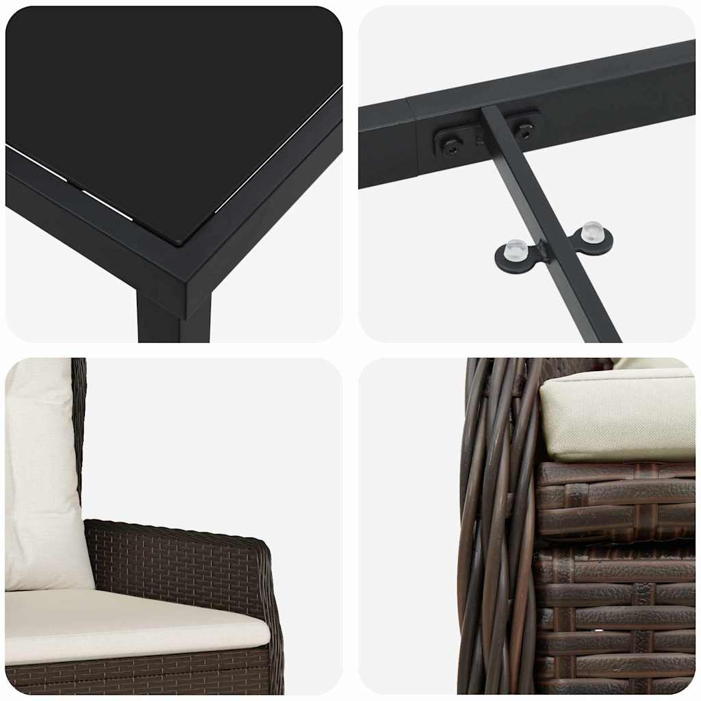 vidaXL Σέτ φαγητού για κήπο 7 pcs Καφέ συνθετικό ρατάν