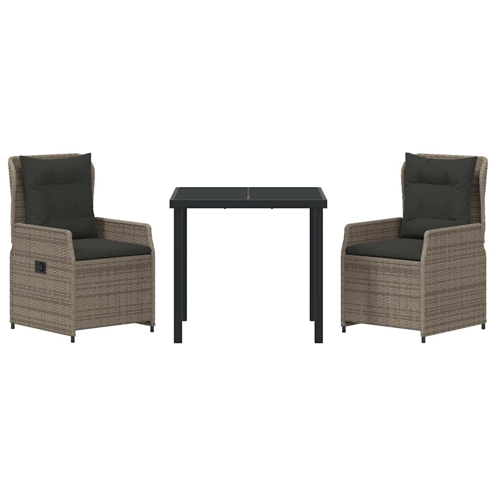 vidaXL Σέτ φαγητού για κήπο 3 pcs Γκρι συνθετικό ρατάν