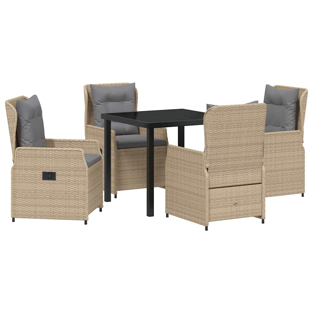 vidaXL Σέτ φαγητού για κήπο 5 pcs Μπεζ συνθετικό ρατάν